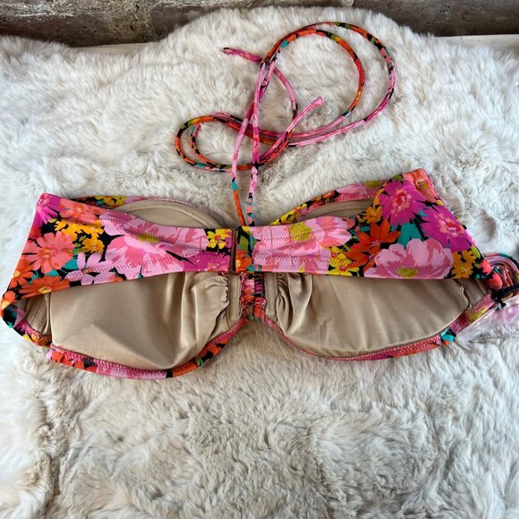 NWT Shade & Shore Floral Multi Colored Bikini Top Removeable Pads Size XL - Picture 5 of 6